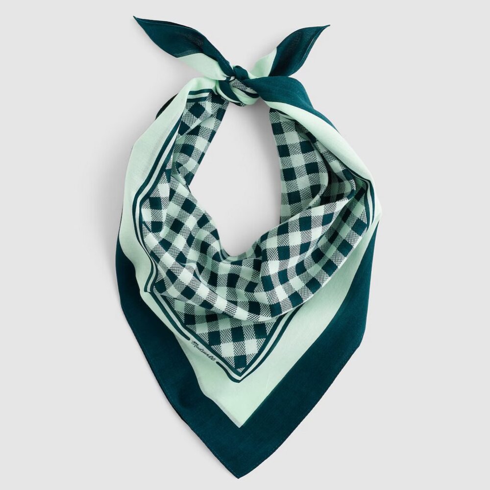New Madewell Organic Cotton Gingham Midnight Bandana